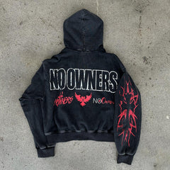 Distressed Cropped Zip Hoodie