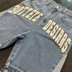 Embroidered Denim Shorts