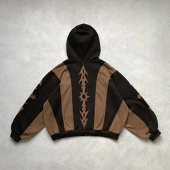 Akembos Tribal Embroidered Zippered Hoodie