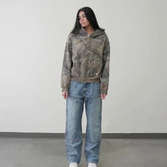 Camouflaged Zippered Hoodie